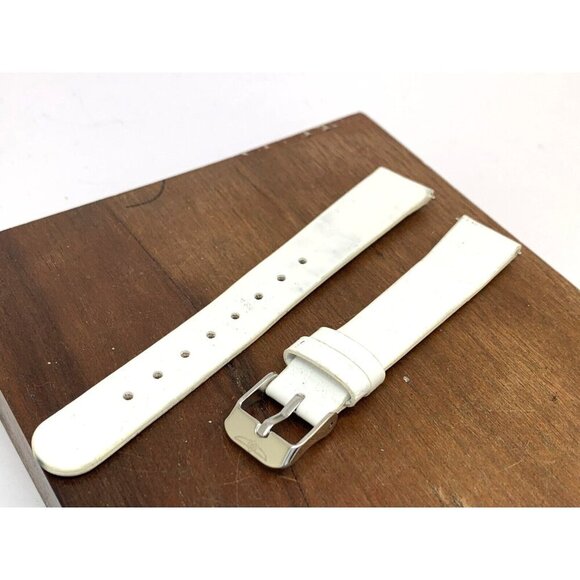 Invicta Women's Watch Replacement Band White Leather 16mm Lug Silver Steel Clasp - Picture 4 of 5